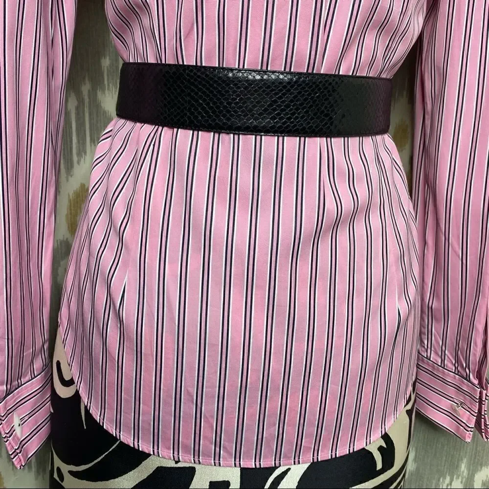 Ralph Lauren ~ Pink Shadow Stripe Polished Cotton Slim Fit Button Up Shirt - Picture 8 of 16